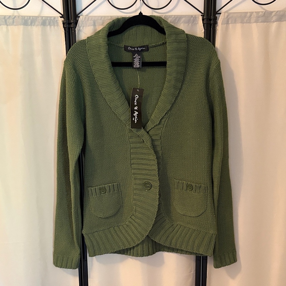 Once & Again Women's Green Knit Cardigan - Picture 1 of 4
